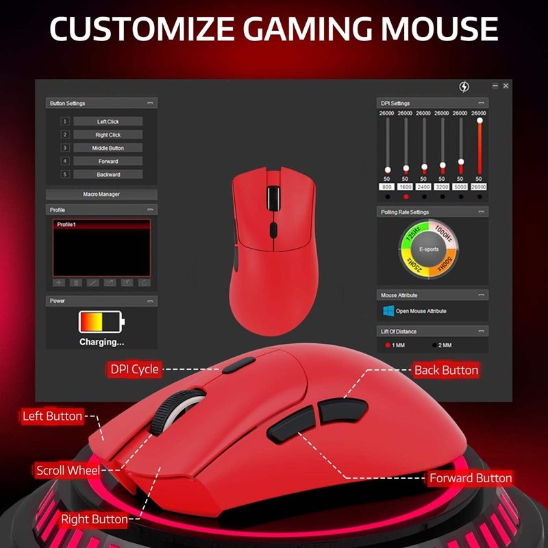 Attack Shark R1 Triple Mode Mouse, PAW3311 E-Sports Optical Sensor