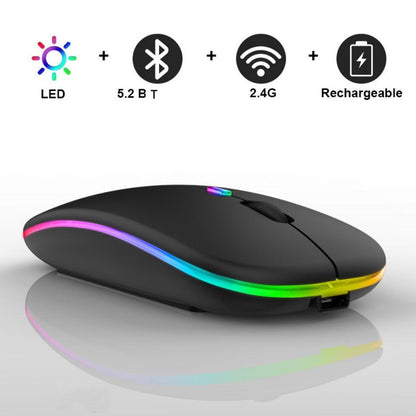 Hot Seller 2.4G+BT Ultra-thin Wired Mouse USB Backlit Rechargeable 4D 1600 DPI Adjustable Optical LED Dual-mode Gaming Ergonomic