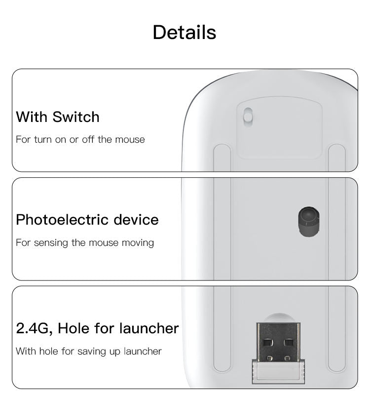 KB15 Slim 2.4G Wireless Mouse Rechargeable Wireless Mouse Suitable for Different Kinds of System Using
