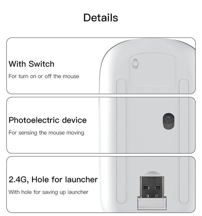 KB15 Slim 2.4G Wireless Mouse Rechargeable Wireless Mouse Suitable for Different Kinds of System Using
