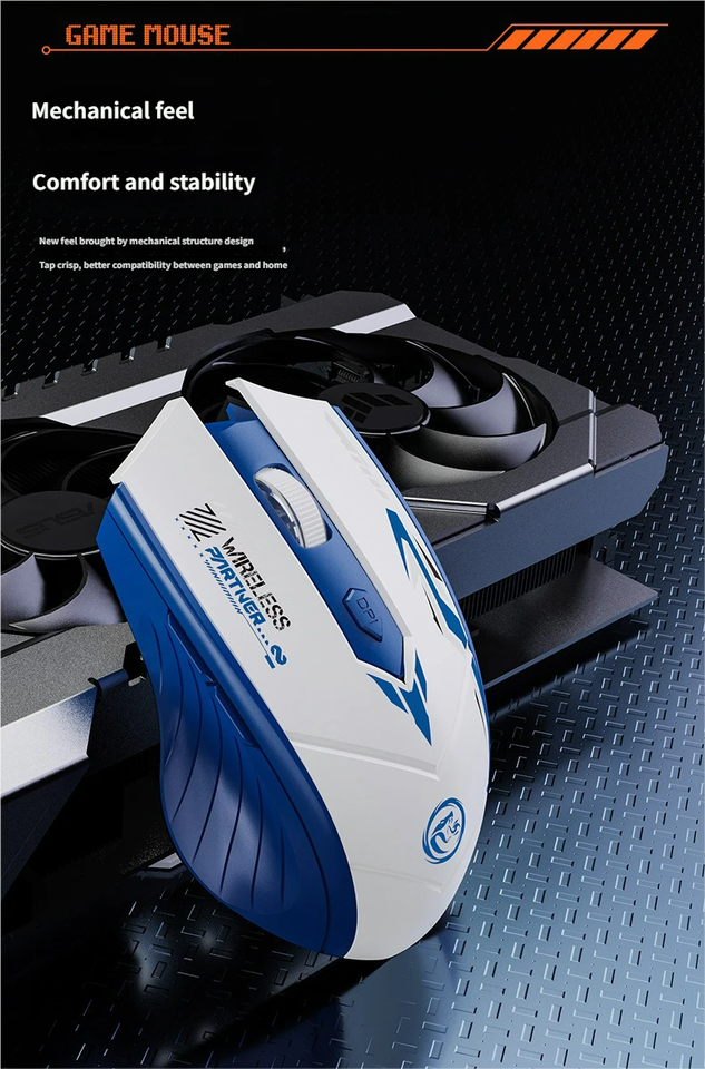 Wireless Mouse Rechargeable Gaming 1600dpi Optical Mouse 3D Waterproof Bluetooth Mouse for Laptop PC