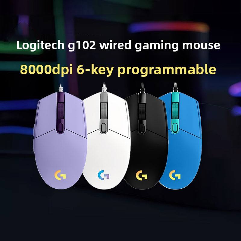 Logitech G102 G203 Original Wired Gaming Mouse, 8,000 DPI, RGB, 6 Programmable Buttons, PC/Mac Computer and Laptop Compatible