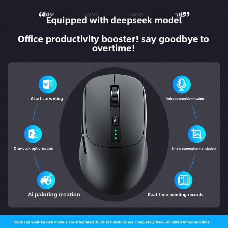 AI Smart Voice Control Wireless for USB Rechargeable Mouse Typing Translation Deepseek Model A25 for Meetings Office Use