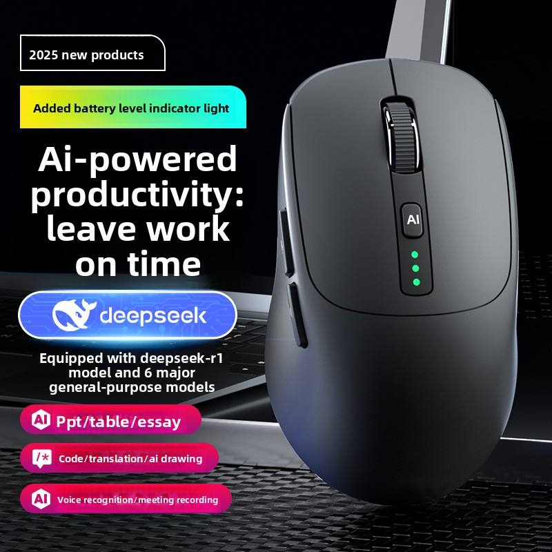 AI Smart Voice Control Wireless for USB Rechargeable Mouse Typing Translation Deepseek Model A25 for Meetings Office Use