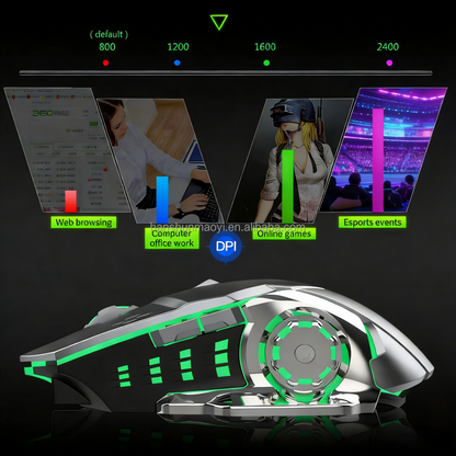 Rechargeable Wireless Gaming Mouse With Colorful Luminous 4-Speed DPI for Computer Laptop Use