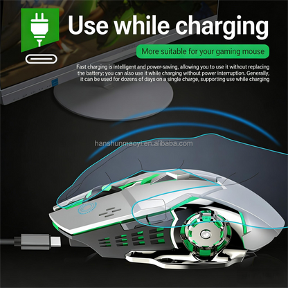 Rechargeable Wireless Gaming Mouse With Colorful Luminous 4-Speed DPI for Computer Laptop Use