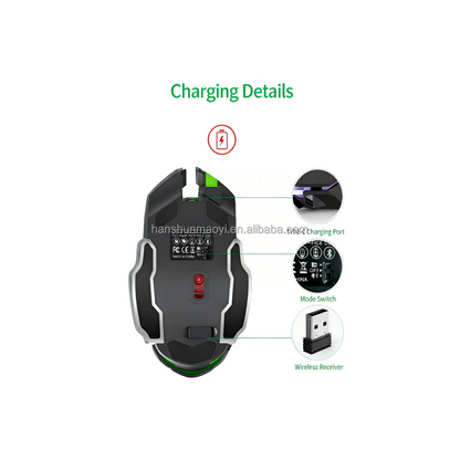 Rechargeable Wireless Gaming Mouse With Colorful Luminous 4-Speed DPI for Computer Laptop Use